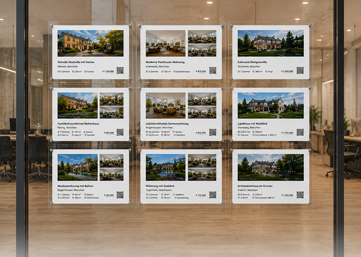 Immobilienschaufenster mit statischen Exposés